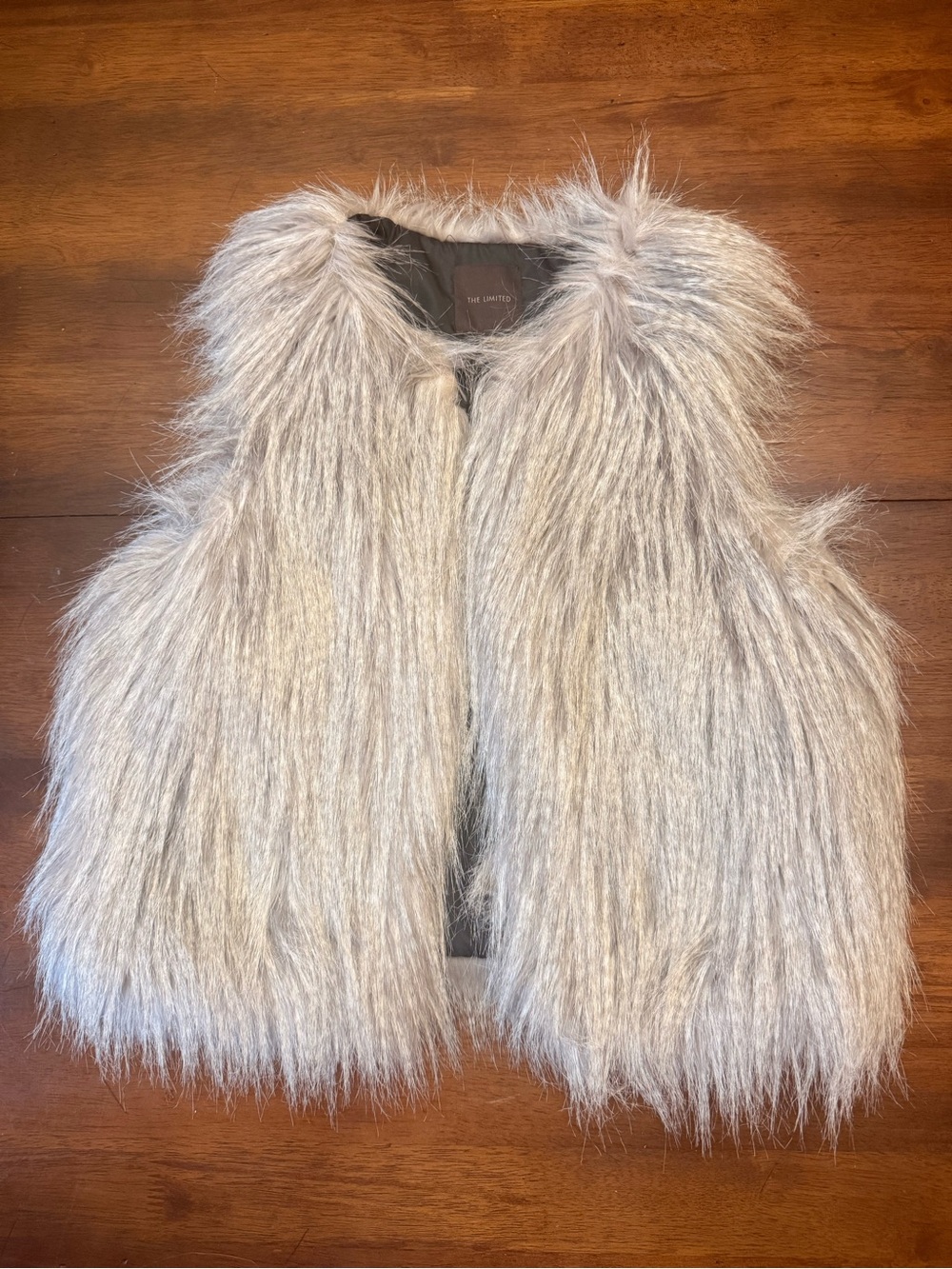 The Limited Faux Fur Vest - Light Gray Silver Tone